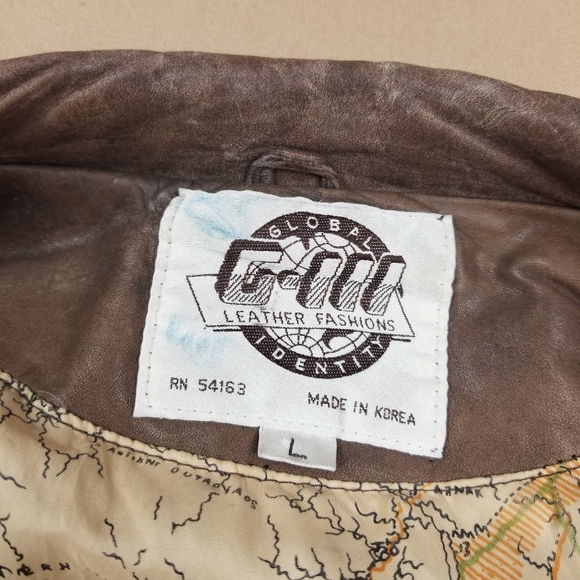 VTG 90's 80's G-III Global Identity Brown Leather Heavyweight Bomber Jacket - Picture 7 of 9